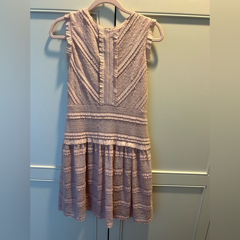 Julia Jordan Lace ruffles soft pink dusty rose sleeveless drop waist dress 4 sm
